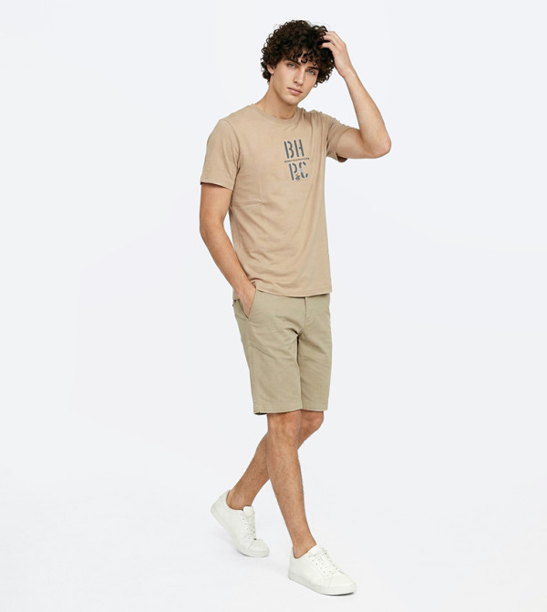 Beverly Hills Polo Club  heat-ready-essentials - Beige Round Neck T-Shirts