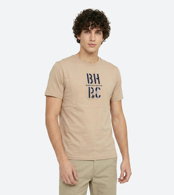 Beverly Hills Polo Club  heat-ready-essentials - Beige Round Neck T-Shirts