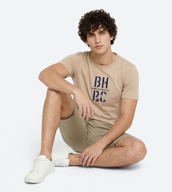 Beverly Hills Polo Club  heat-ready-essentials - Beige Round Neck T-Shirts