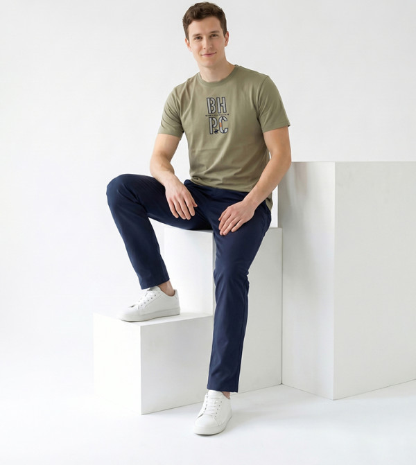 Beverly Hills Polo Club  Round Neck T-Shirts - Green Round Neck T-Shirts