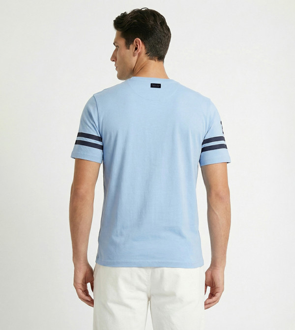 بيفرلي هيلز بولو كلوب  تيشيرتات كاجوال - أزرق فاتح Round Neck T-Shirts