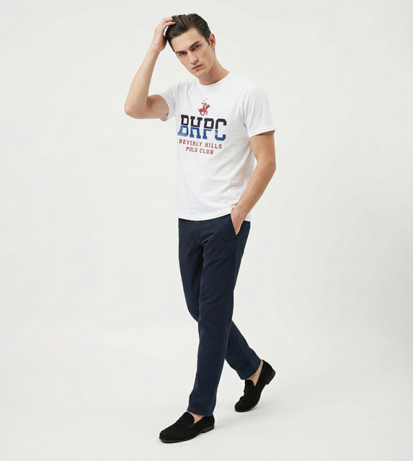 بيفرلي هيلز بولو كلوب  تيشيرتات كاجوال - أبيض  Round Neck T-Shirts
