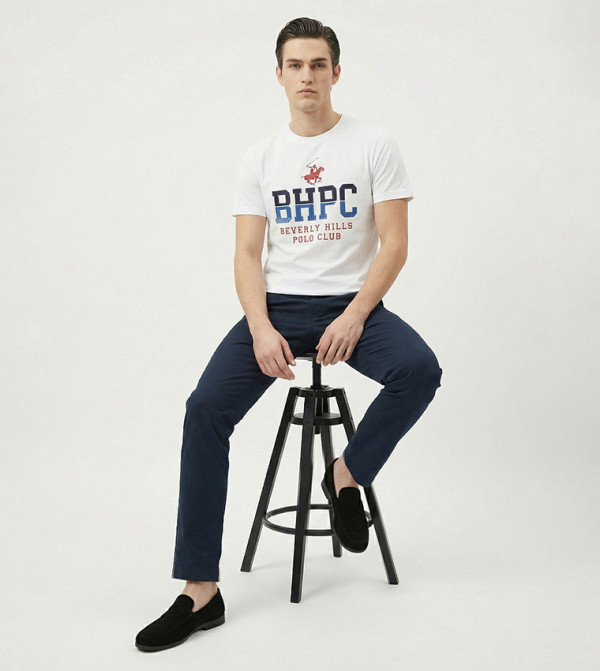 بيفرلي هيلز بولو كلوب  تيشيرتات كاجوال - أبيض  Round Neck T-Shirts