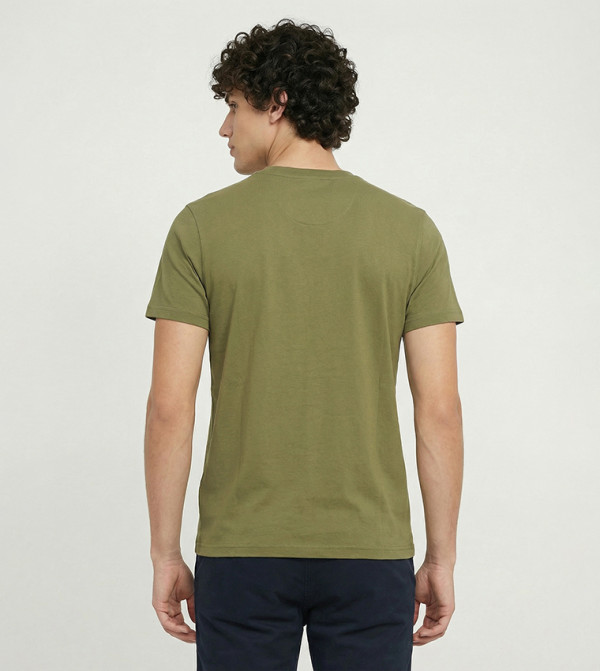 Beverly Hills Polo Club  Casual T-Shirts - DARK OLIVE Round Neck T-Shirts
