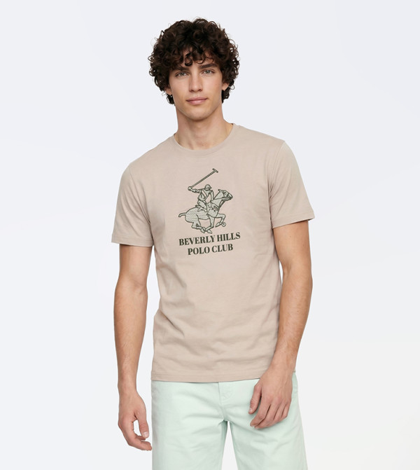 بيفرلي هيلز بولو كلوب  daily-essentials - بيج Round Neck T-Shirts