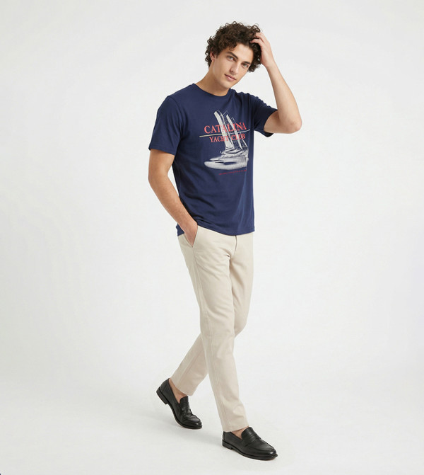 بيفرلي هيلز بولو كلوب  تيشيرتات كاجوال - أزرق Round Neck T-Shirts