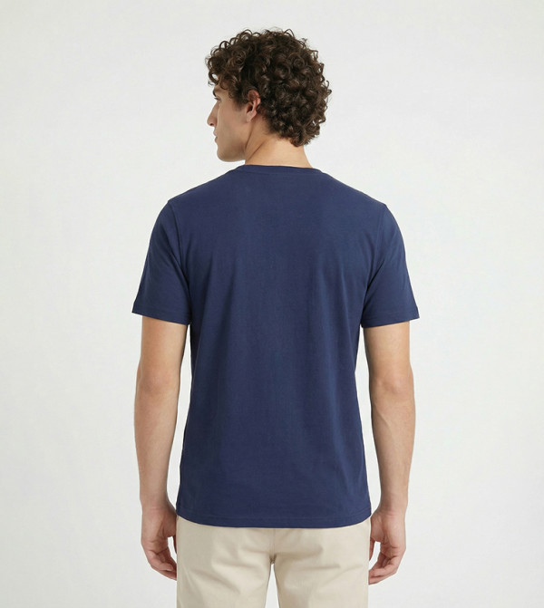 بيفرلي هيلز بولو كلوب  تيشيرتات كاجوال - أزرق Round Neck T-Shirts
