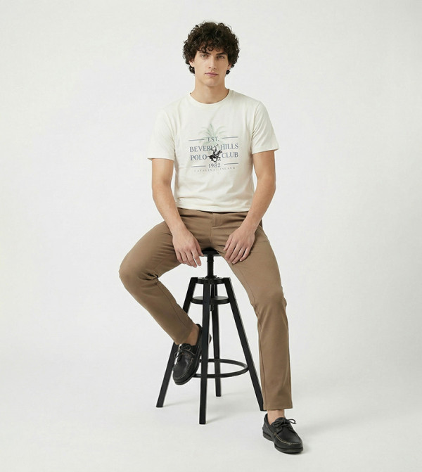 بيفرلي هيلز بولو كلوب  تيشرتات وبلايز - بيج Round Neck T-Shirts