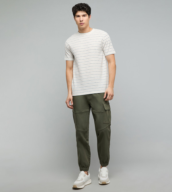 R&B  Casual T-Shirts - Ivory Round Neck T-Shirts
