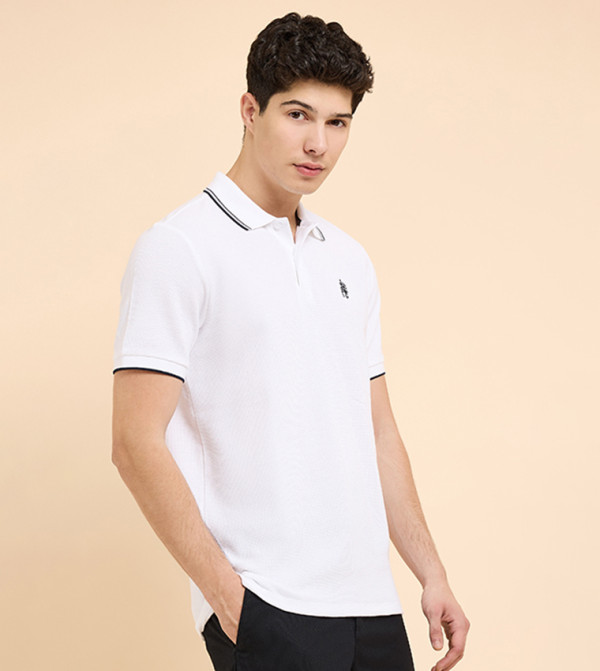 R&B  Polo T-Shirts - White Polo T-shirts