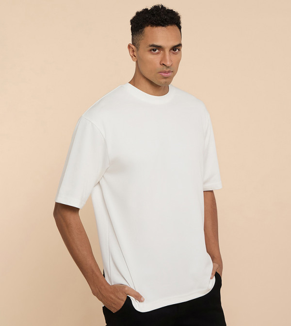 R&B  T-Shirts - White Round Neck T-Shirts