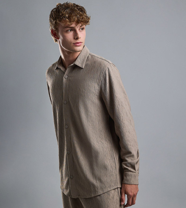 R&B  Shirts - Beige Long Sleeves