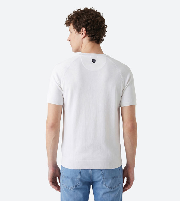 Beverly Hills Polo Club  Round Neck Sweaters - White Round Neck Sweaters