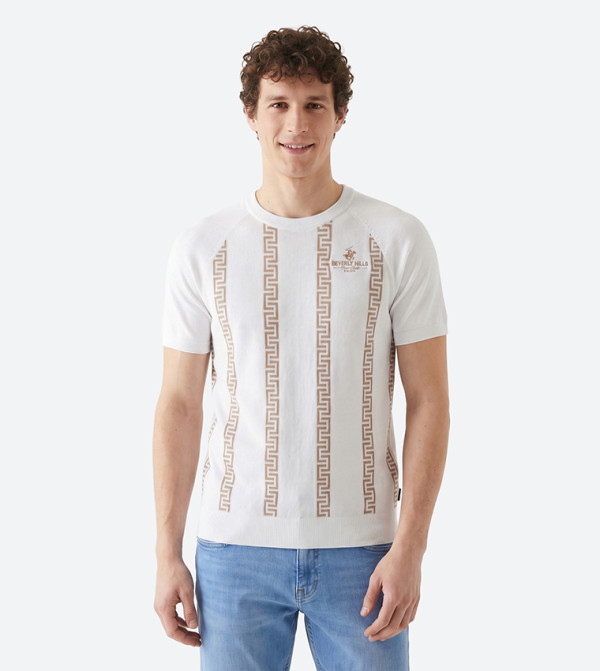 Beverly Hills Polo Club  Round Neck Sweaters - White Round Neck Sweaters