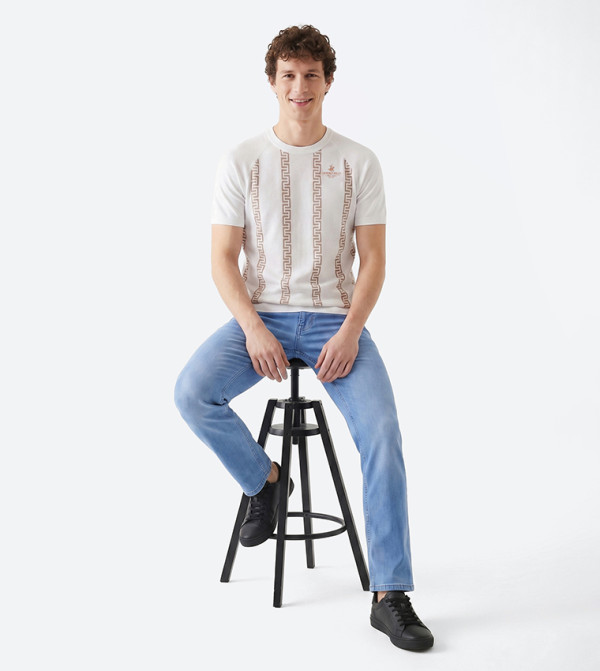 Beverly Hills Polo Club  Round Neck Sweaters - White Round Neck Sweaters