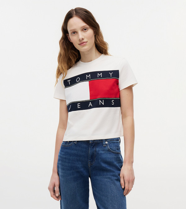 Tommy Jeans TOMMY JEANS - White Short Sleeve T-Shirts
