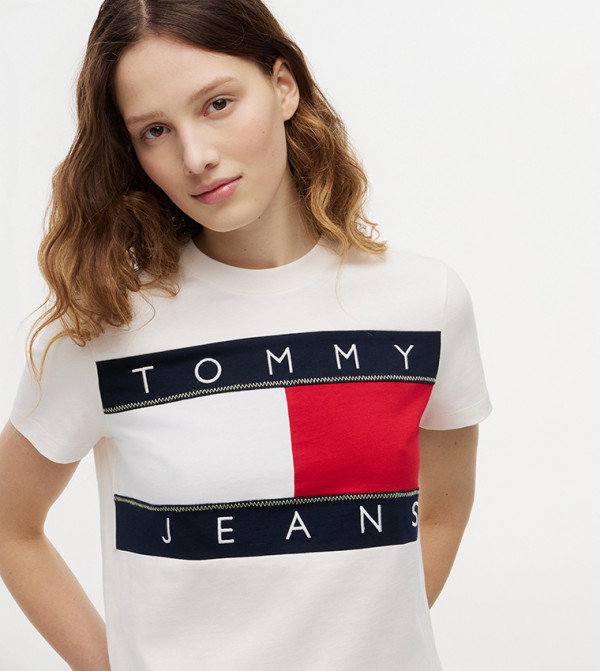 Tommy Jeans TOMMY JEANS - White Short Sleeve T-Shirts