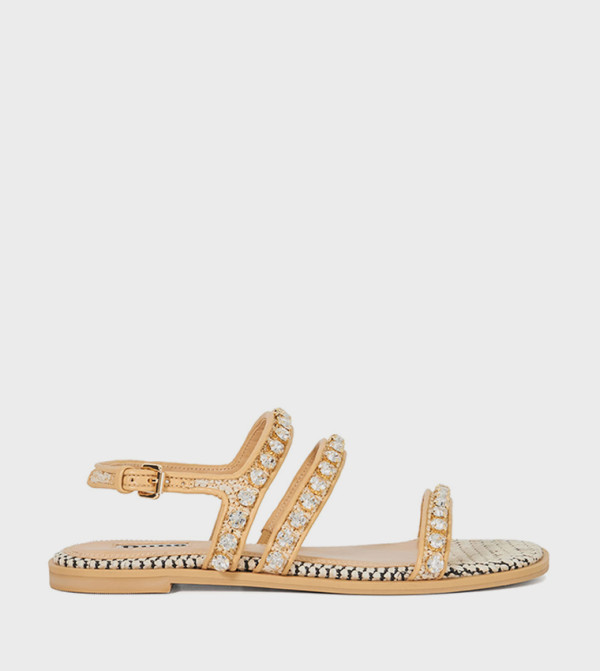 Dune London Shoes - Gold Flat Sandals