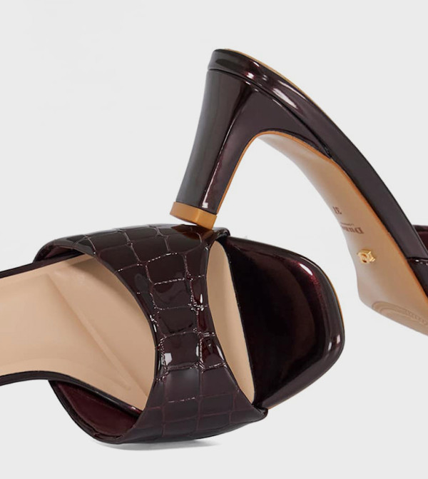 ديون لندن  أحذية - بورغندي كعب