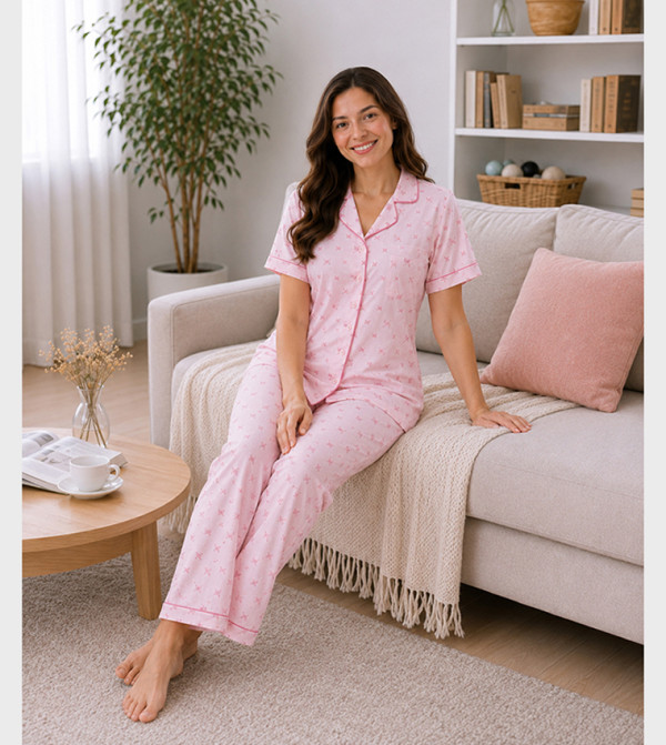 Victor and Jane  Sleepwears & Loungewears - Pink Pyjama Set