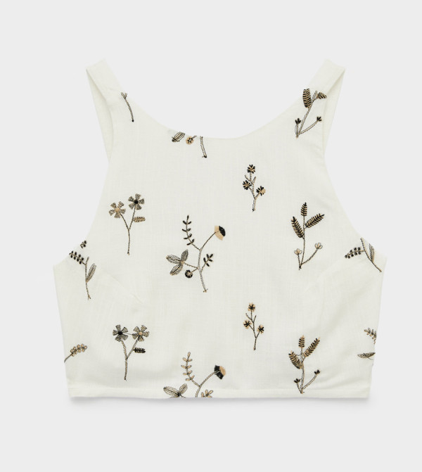 كوتون توبات قصيرة - أوف وايت Cropped Tops