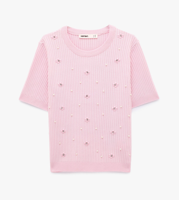 Koton Sweaters - Pink Round Neck Sweaters
