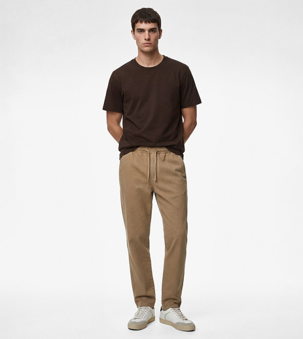 Koton  T-Shirts - Brown Round Neck T-Shirts