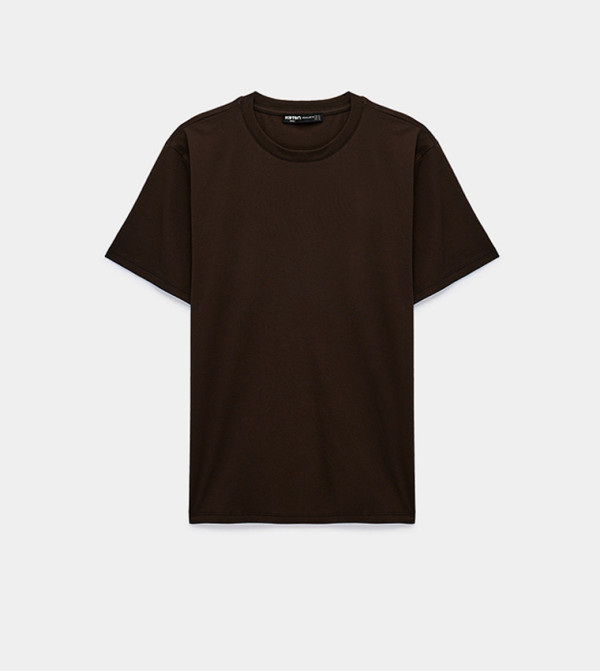 Koton  T-Shirts - Brown Round Neck T-Shirts