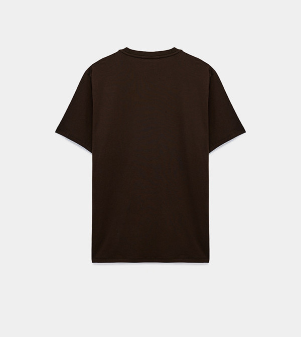 Koton  T-Shirts - Brown Round Neck T-Shirts