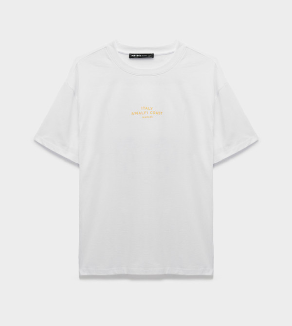 Koton  workwear-reworked - White Round Neck T-Shirts