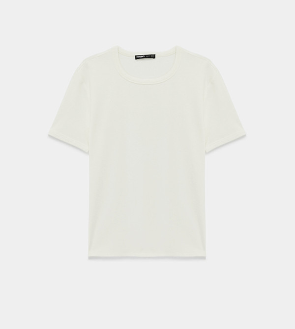 Koton  workwear-reworked - White Round Neck T-Shirts