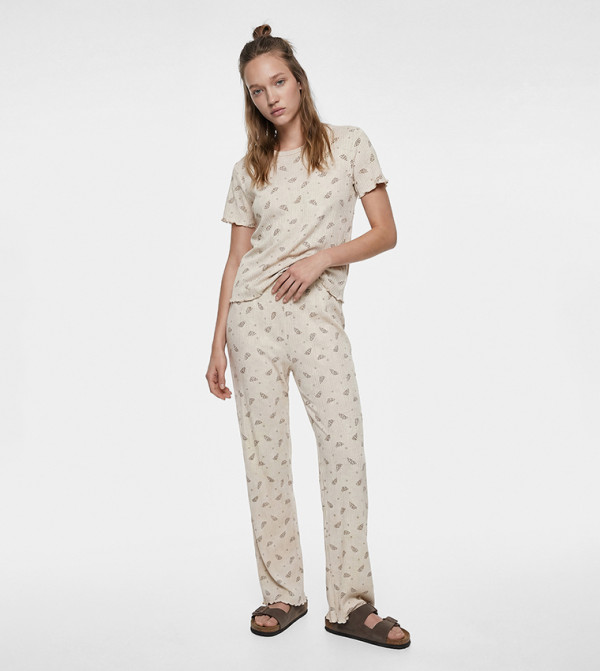 كوتون  ملابس نوم - بيج Pyjama Set