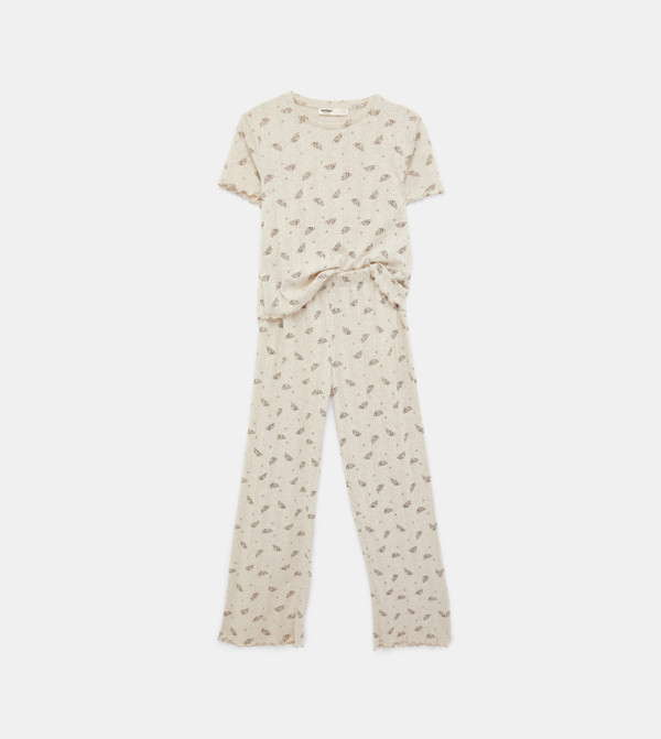 كوتون  ملابس نوم - بيج Pyjama Set