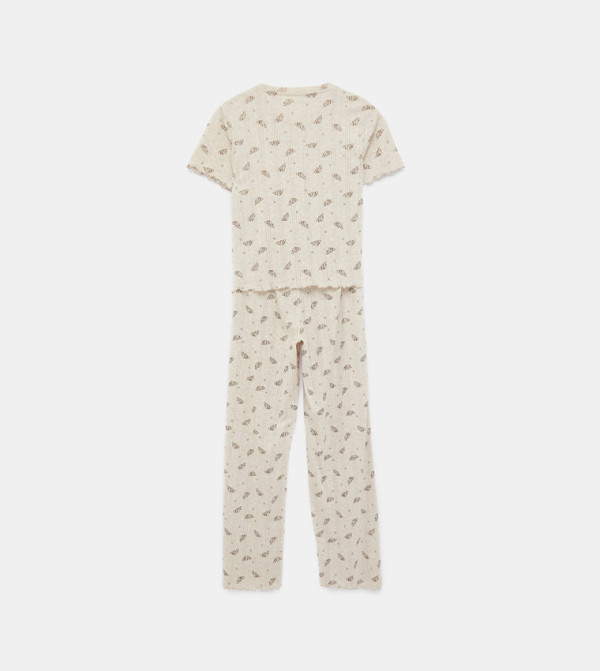 كوتون  ملابس نوم - بيج Pyjama Set