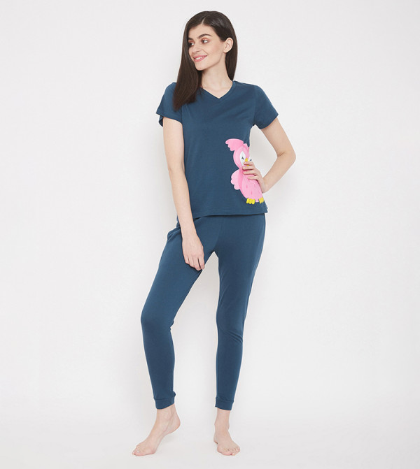 Clovia Clovia - Navy Pyjama Set