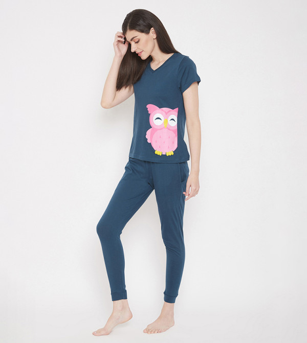 Clovia Clovia - Navy Pyjama Set
