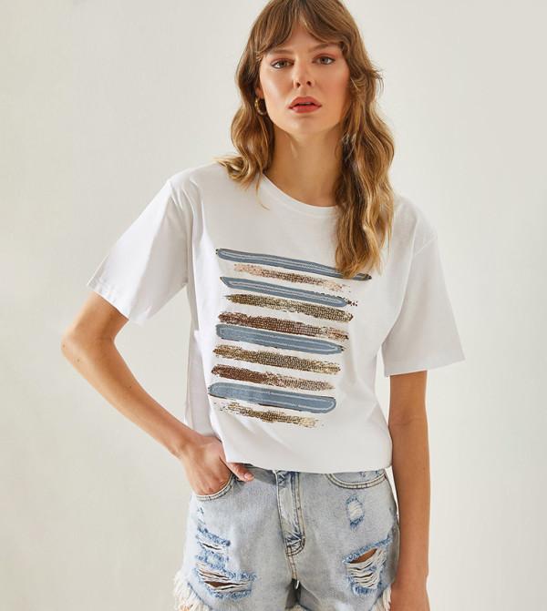 Bianco Lucci  - White Short Sleeve T-Shirts