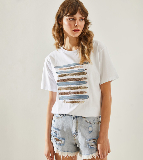 Bianco Lucci  - White Short Sleeve T-Shirts