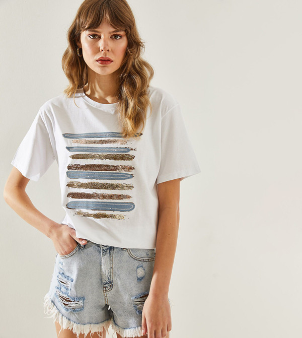 Bianco Lucci  - White Short Sleeve T-Shirts