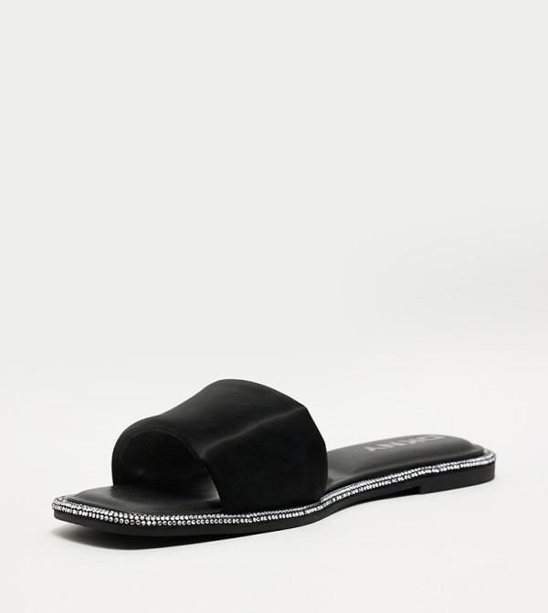 دكني دي كيه إن واي - أسود Flat Sandals