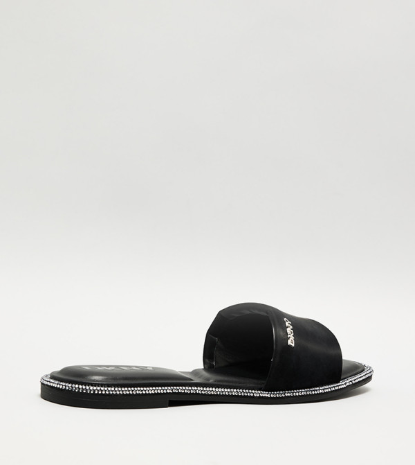 دكني دي كيه إن واي - أسود Flat Sandals