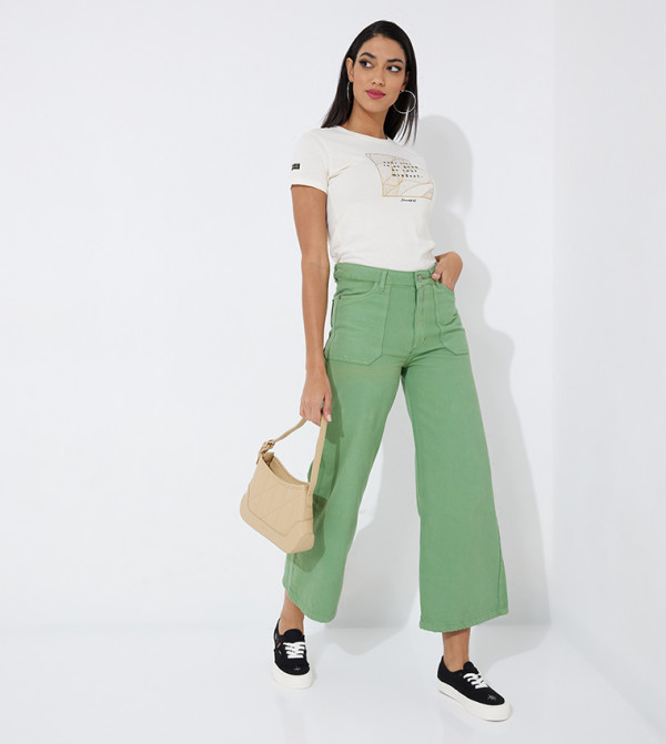 Aeropostale  Wide Leg Jeans - Green Flared Jeans