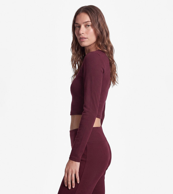 كوتون  توبات قصيرة - بورغندي Cropped Tops