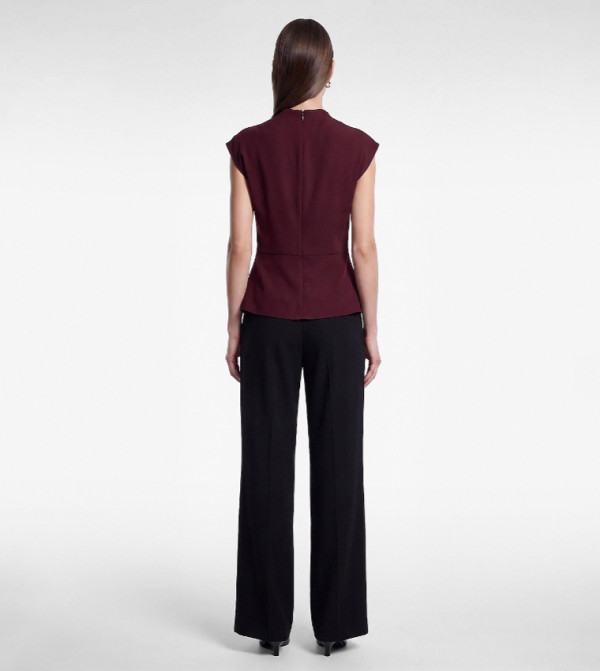 Koton  Sleeveless Tops - Burgundy Short Sleeve T-Shirts
