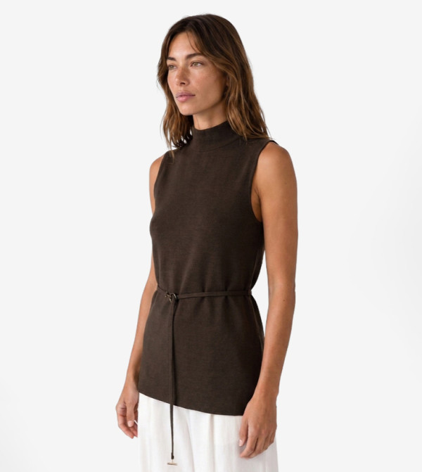 كوتون  توبات بلا أكمام  - بني  Sleeveless Tops