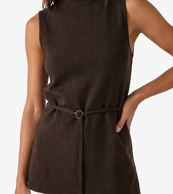 كوتون  توبات بلا أكمام  - بني  Sleeveless Tops