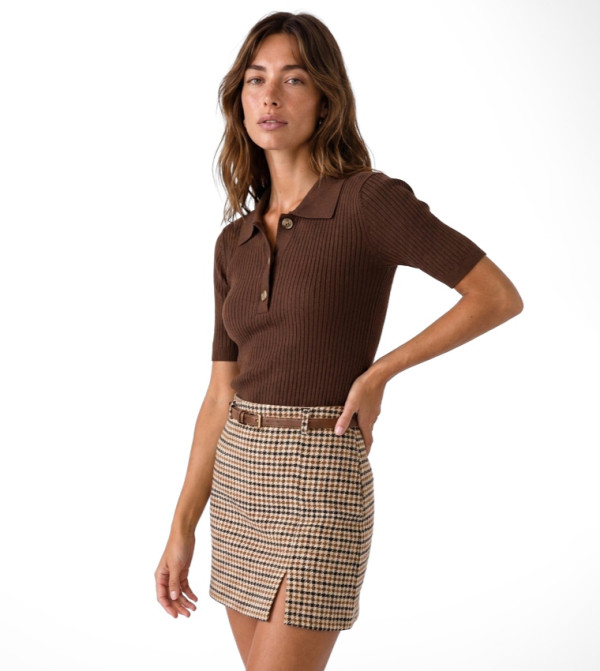 كوتون تنانير قصيرة - بني Pyjama Set