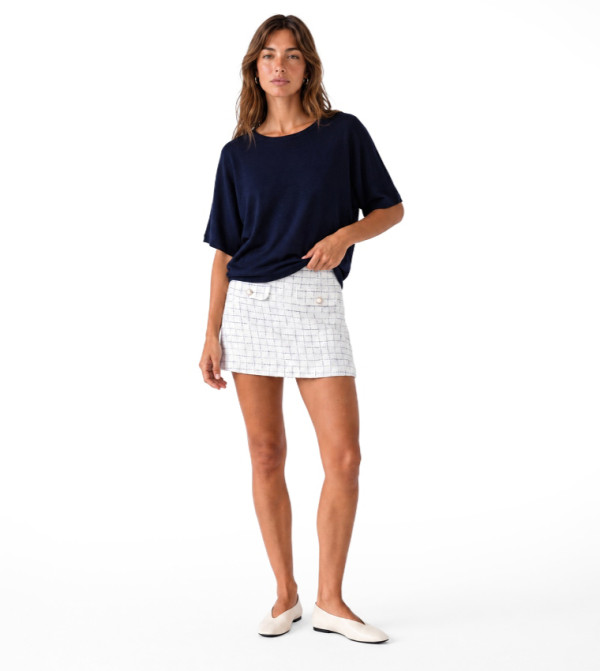 كوتون تنانير قصيرة - أبيض Pyjama Set