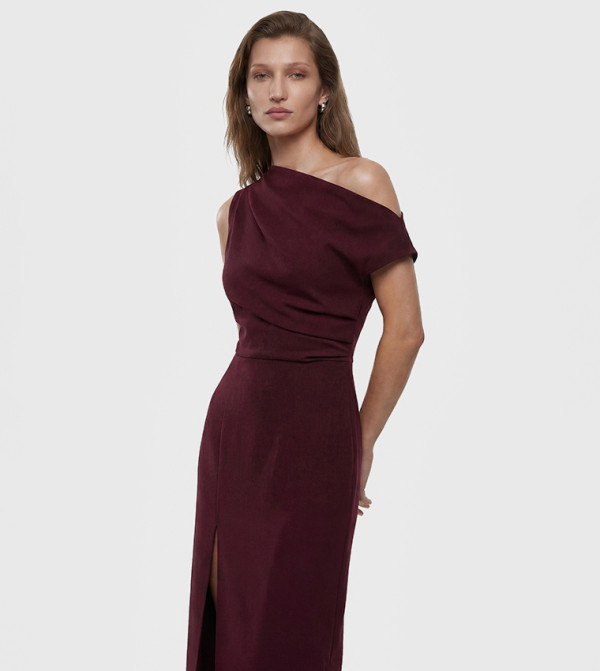 كوتون فساتين ميدي - بورغندي Midi Dresses