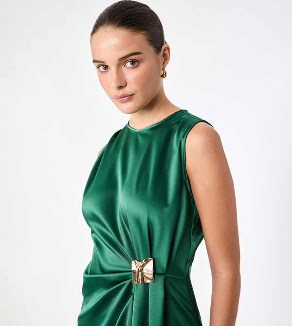 كوتون  فساتين حفلة - أخضر Midi Dresses